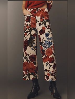 Anthropologie Maeve The Colette Dobby Jacquard Velvet Pants